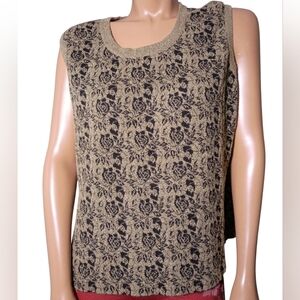 Jones New York Black and Tan‎ Patterned Tank Top